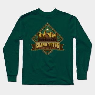 Grand Teton National Park Vintage Style Typography Long Sleeve T-Shirt